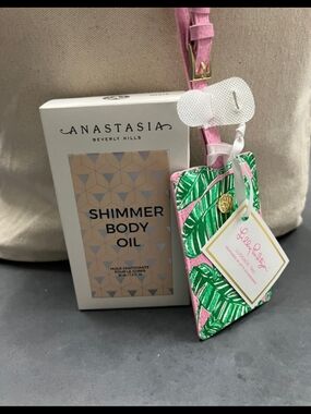 Anastasia Beverly Hills Shimmer Body Oil & Lily Pulitzer Luggage Tag Bundle NWT